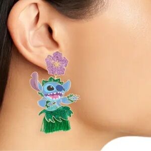 Disney Lilo and Stitch Hawaii Stitch Luau Hula Grass Skirt Drop Earrings